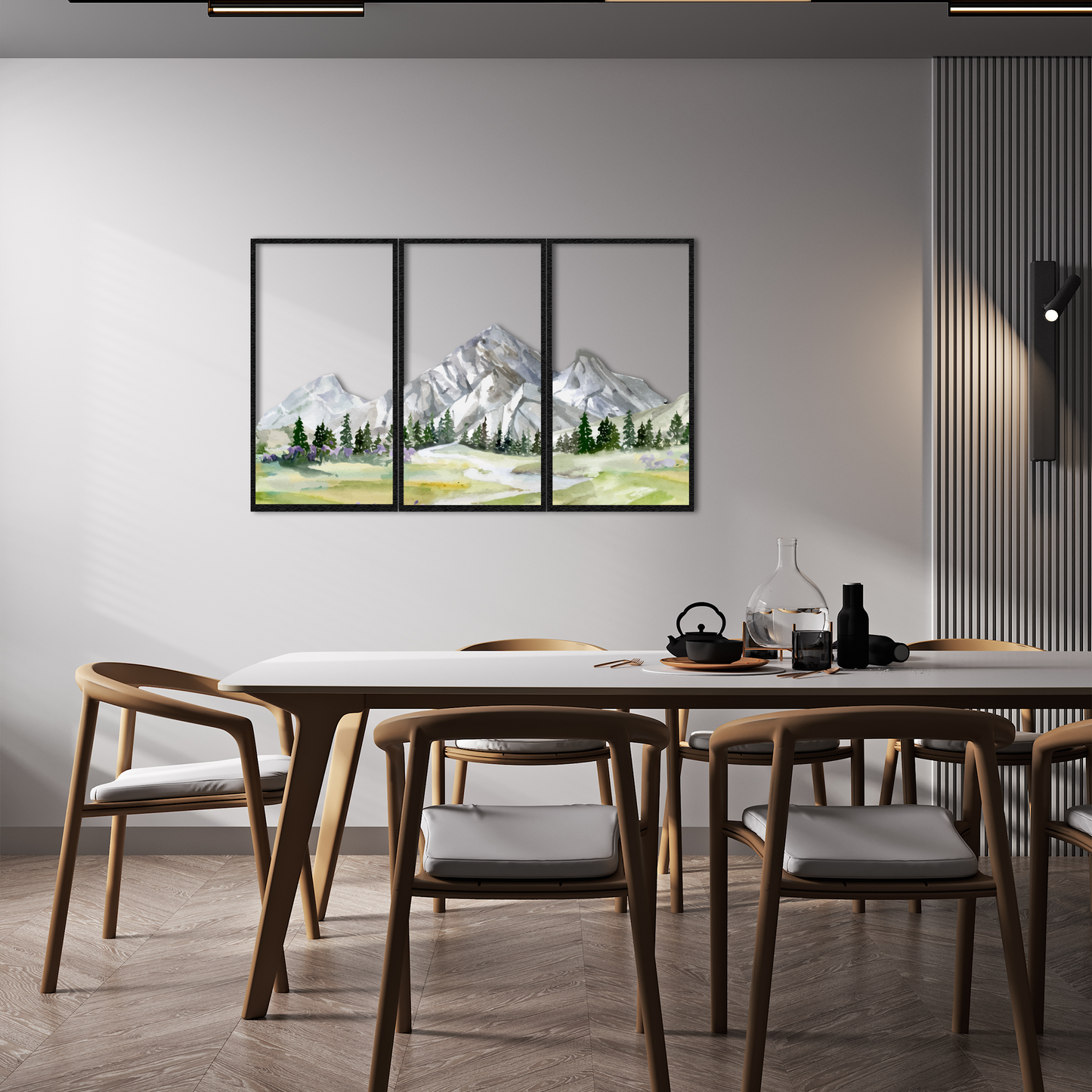 Triple Panel Mountain Wall Art – Nature Metal Landscape Decor