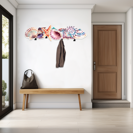 Coastal Seashell Wall Hook Rack – Beach Style Decorative Coat Hanger