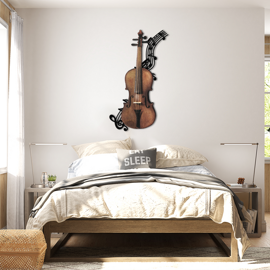 Vintage Violin Wall Hanging – Rustic Music Metal Wall Decor