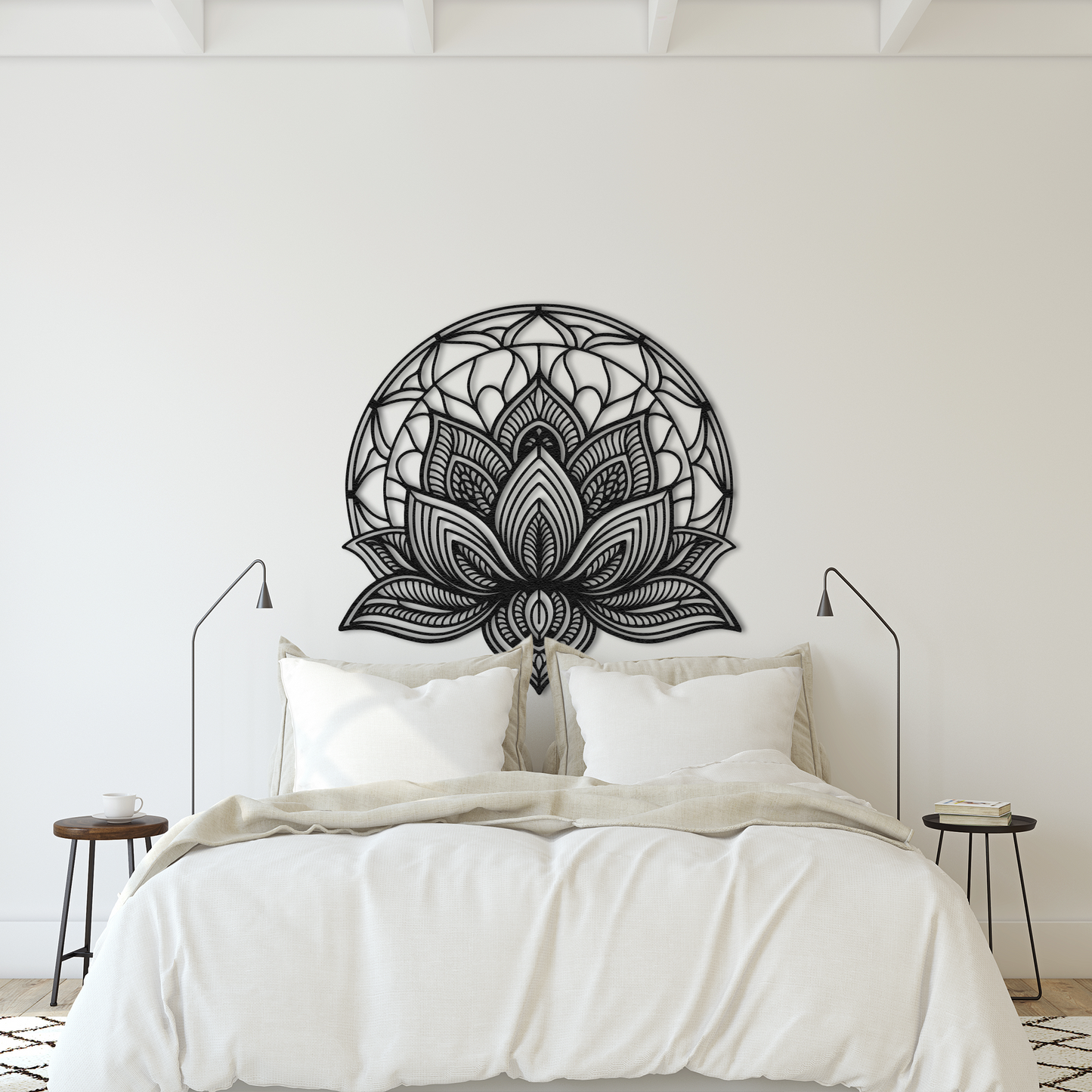 Lotus Flower Metal Wall Art - Mandala Boho Home Decor