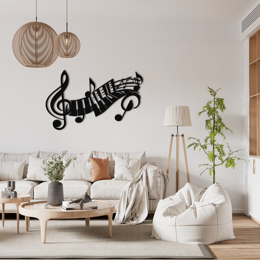 Music Note Metal Wall Art – Piano and Treble Clef Design Modern Living Room Wall Decor