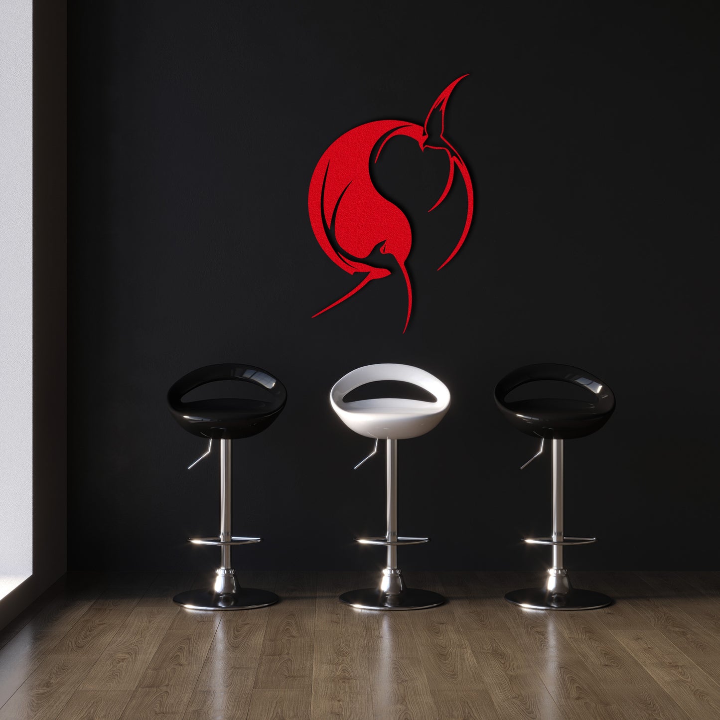 Modern Metal Wall Art: Aesthetic Swallow Bird Design in Black