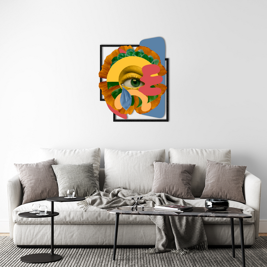 Abstract Eye Wall Art – Colorful Modern Metal Face Decor for Living Room & Office