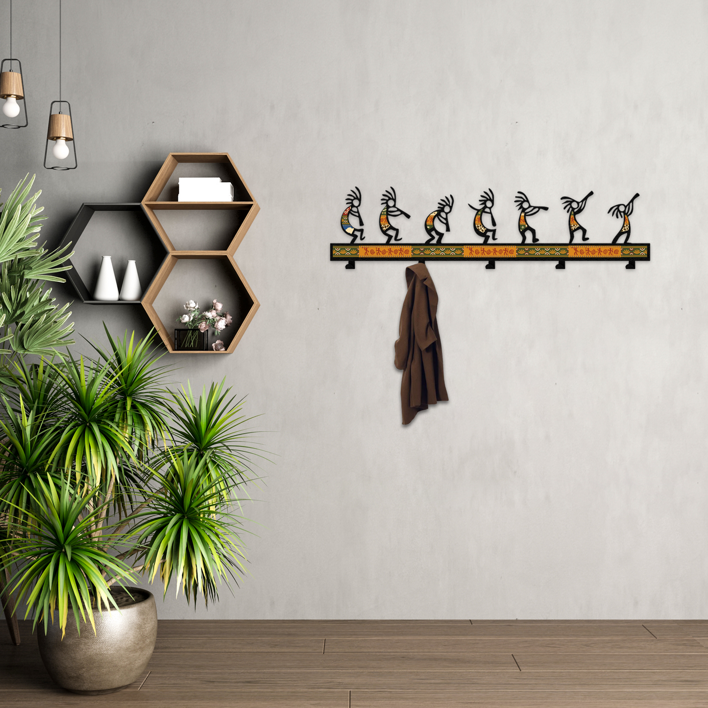 Ethnic Style Metal Wall Hanger for Hats and Coats