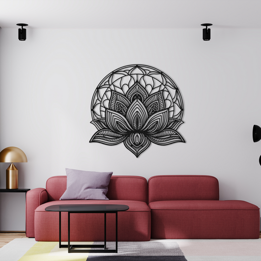 Lotus Flower Metal Wall Art - Mandala Boho Home Decor