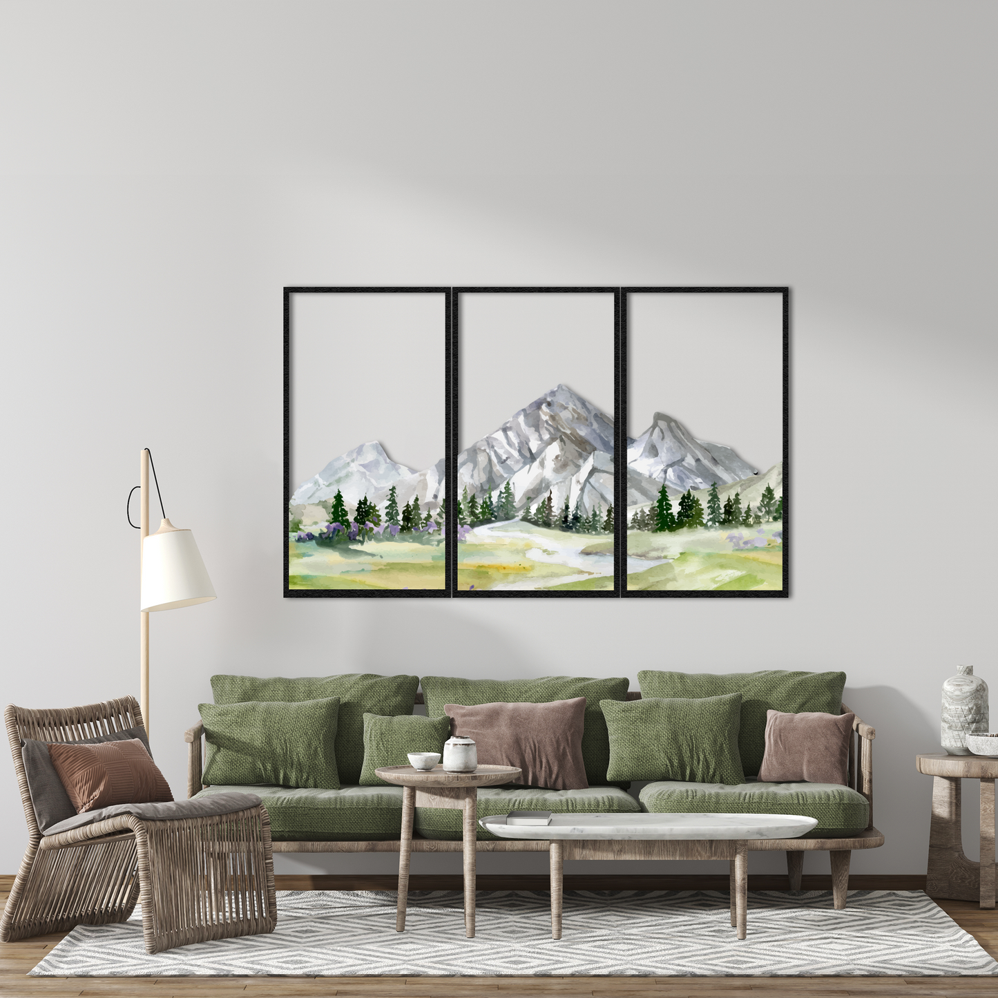 Triple Panel Mountain Wall Art – Nature Metal Landscape Decor