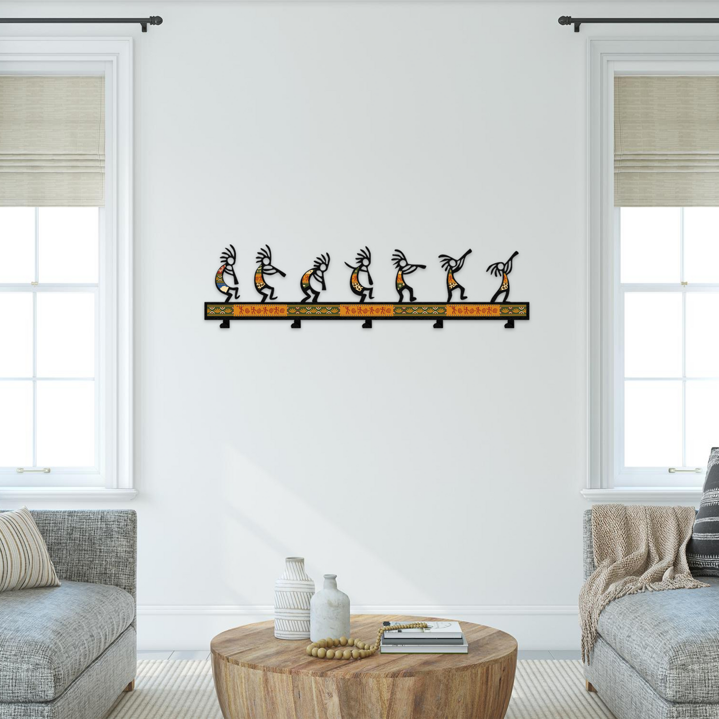 Ethnic Style Metal Wall Hanger for Hats and Coats