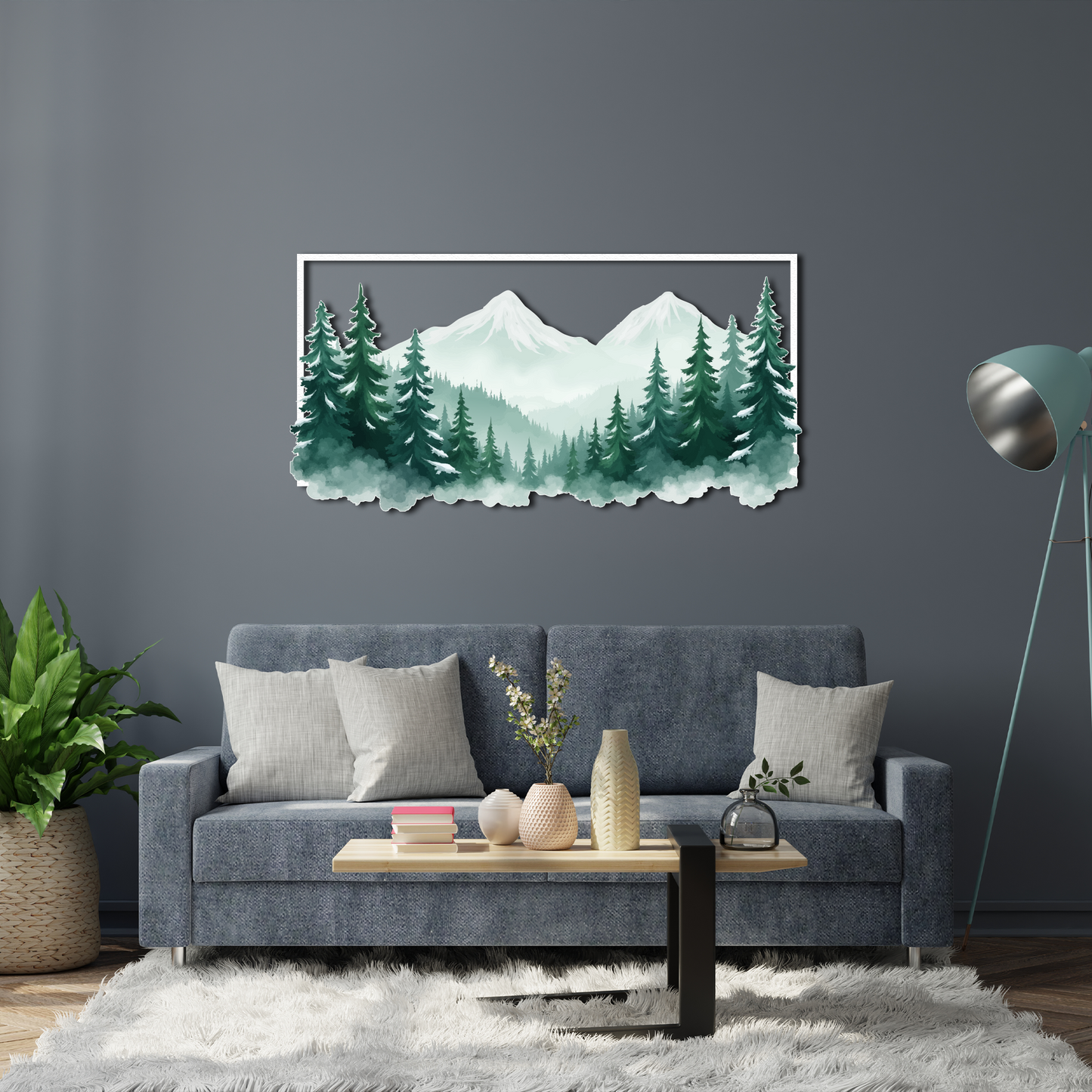 Evergreen Serenity – Metal Mountain Forest Wall Art | Nature-Inspired Rustic Home Decor
