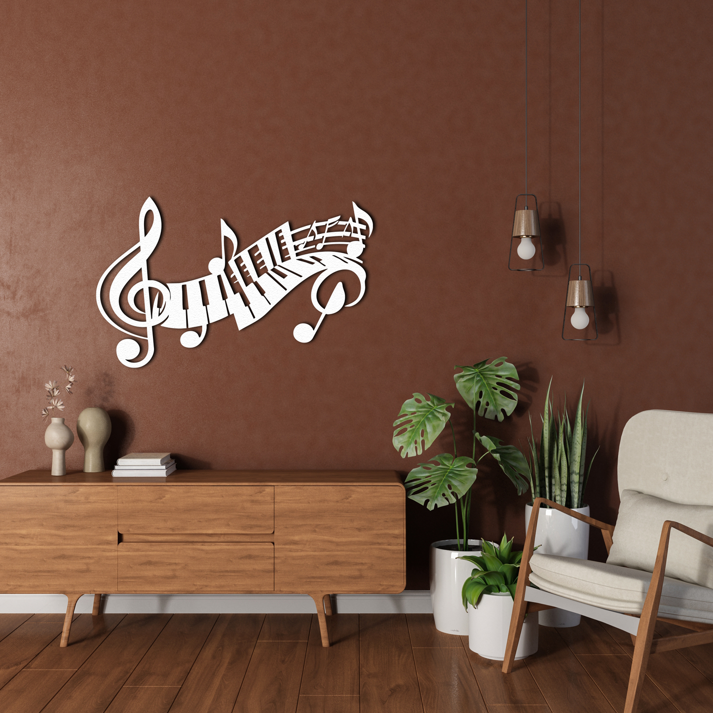 Music Note Metal Wall Art – Piano and Treble Clef Design Modern Living Room Wall Decor
