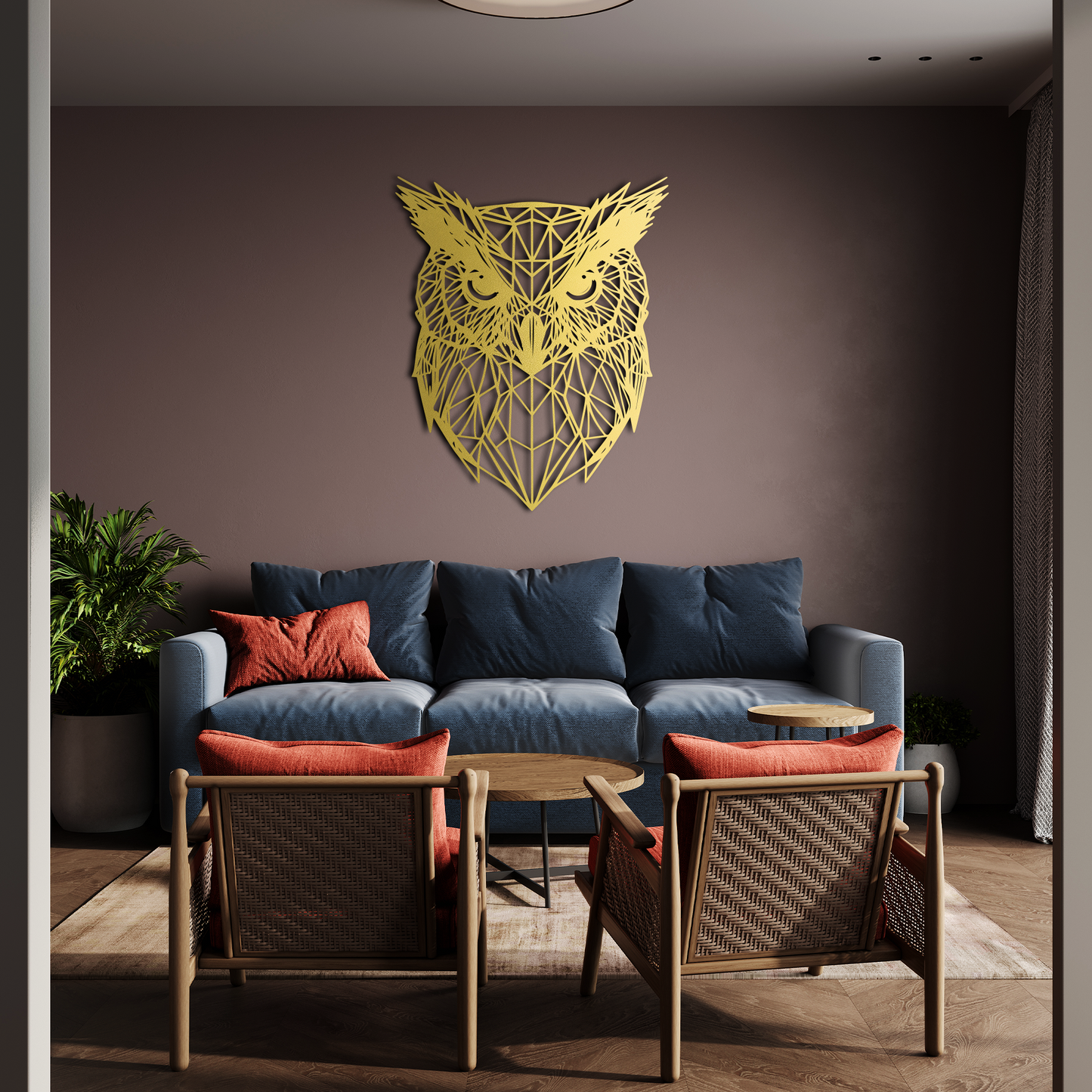 Abstract Owl Metal Wall Decor