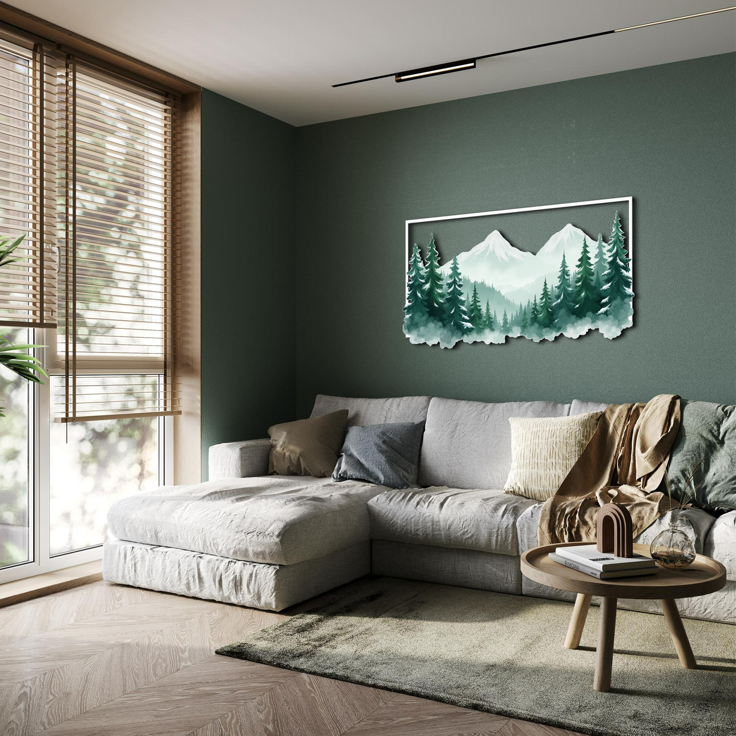 Evergreen Serenity – Metal Mountain Forest Wall Art | Nature-Inspired Rustic Home Decor