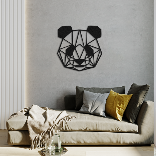 Geometric Panda Metal Wall Art – Modern Animal Home Decor