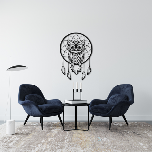 Owl Dreamcatcher Metal Wall Art – Boho Inspired Wall Decor
