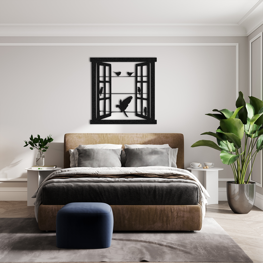 Window Bird Metal Wall Art – Modern Nature Inspired Home Decor