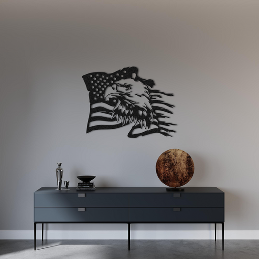 American Eagle Metal Wall Art – Patriotic USA Flag Wall Decor