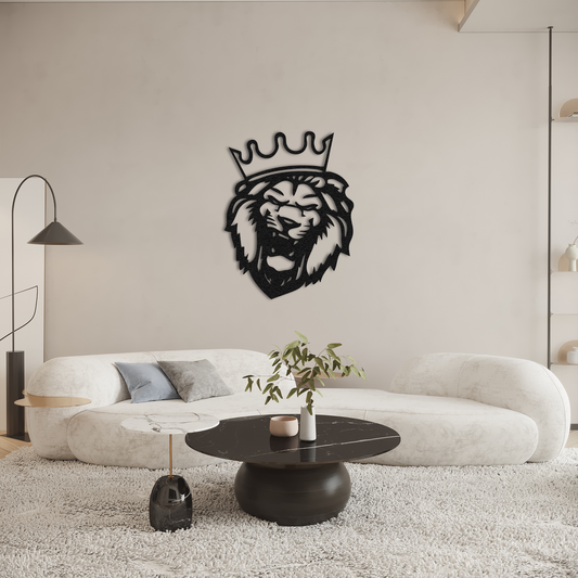 Crowned Lion Metal Wall Art – King of Jungle Wall Decor