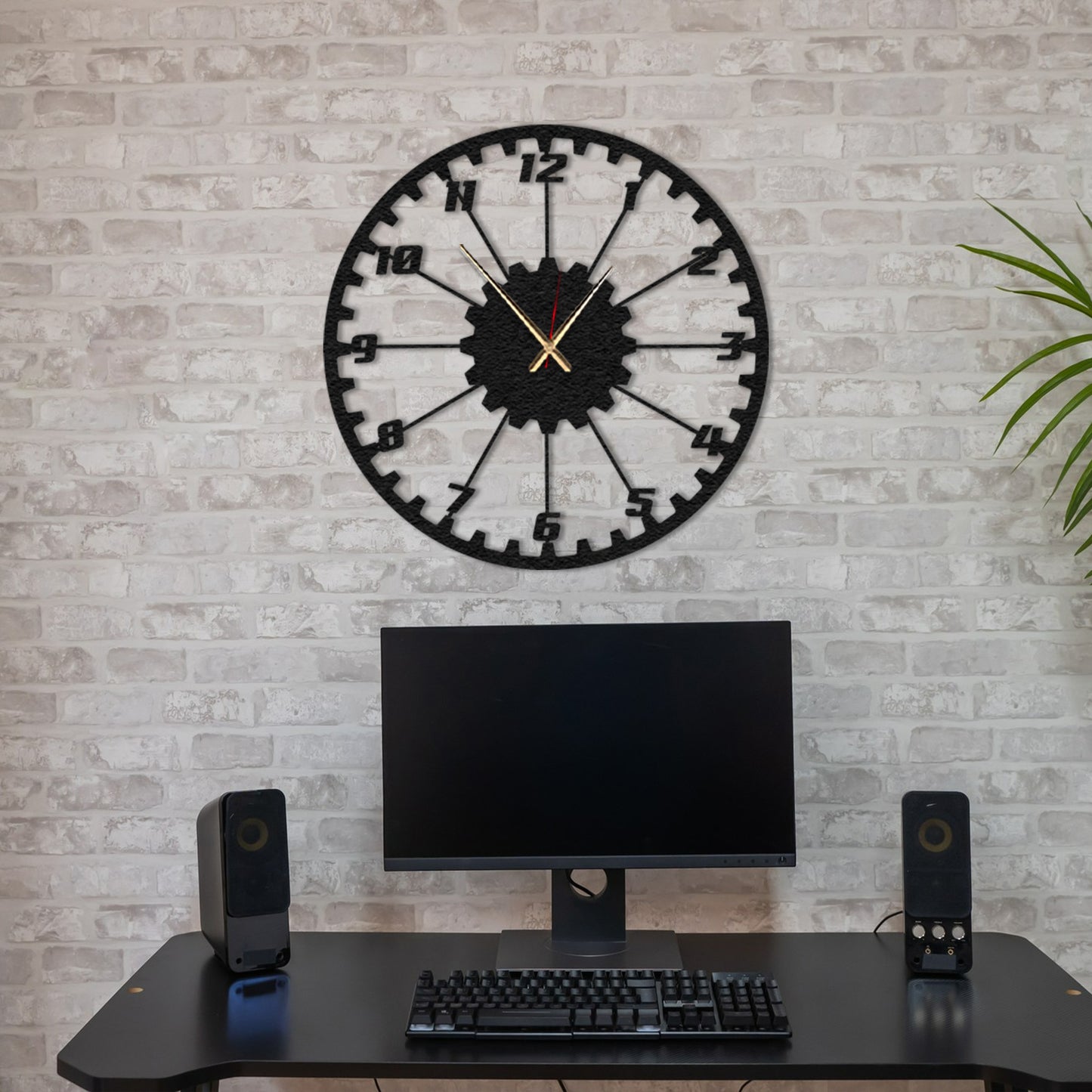GearTime, Modern Wall Clock, Industrial Style Wall Clock, Minimalist Red Wall Clock 