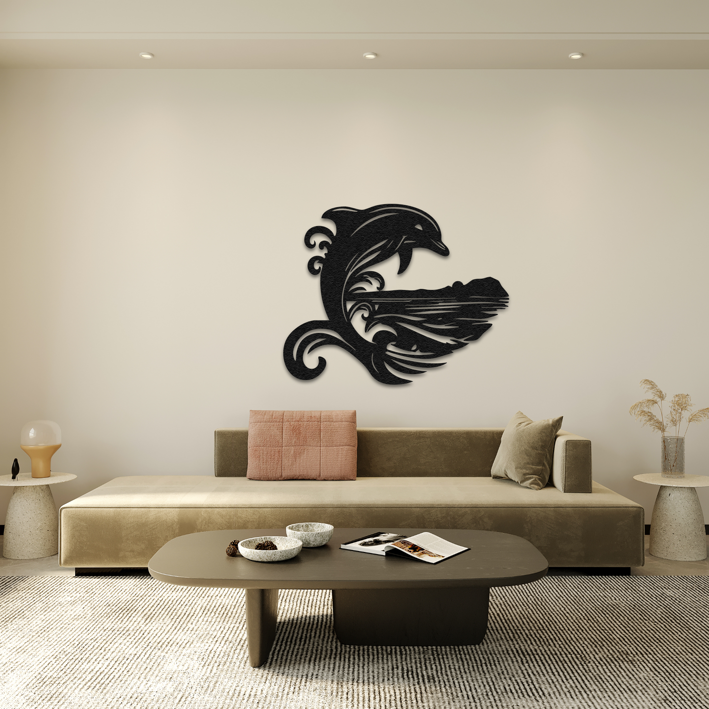 Dolphin Wave Metal Wall Art – Ocean Inspired Coastal Home Decor