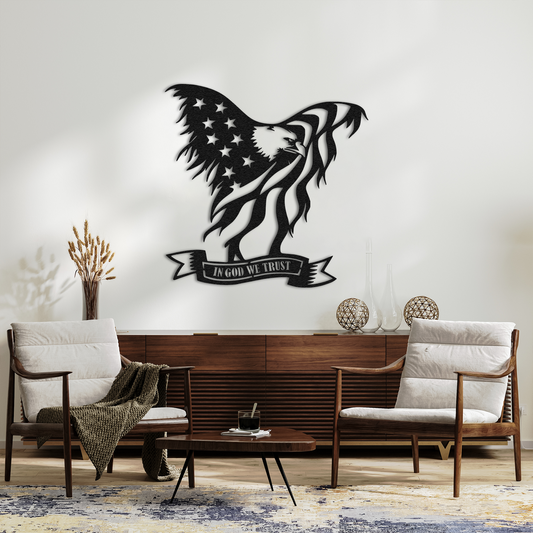 American Eagle Metal Wall Art – Patriotic USA Flag Home Decor