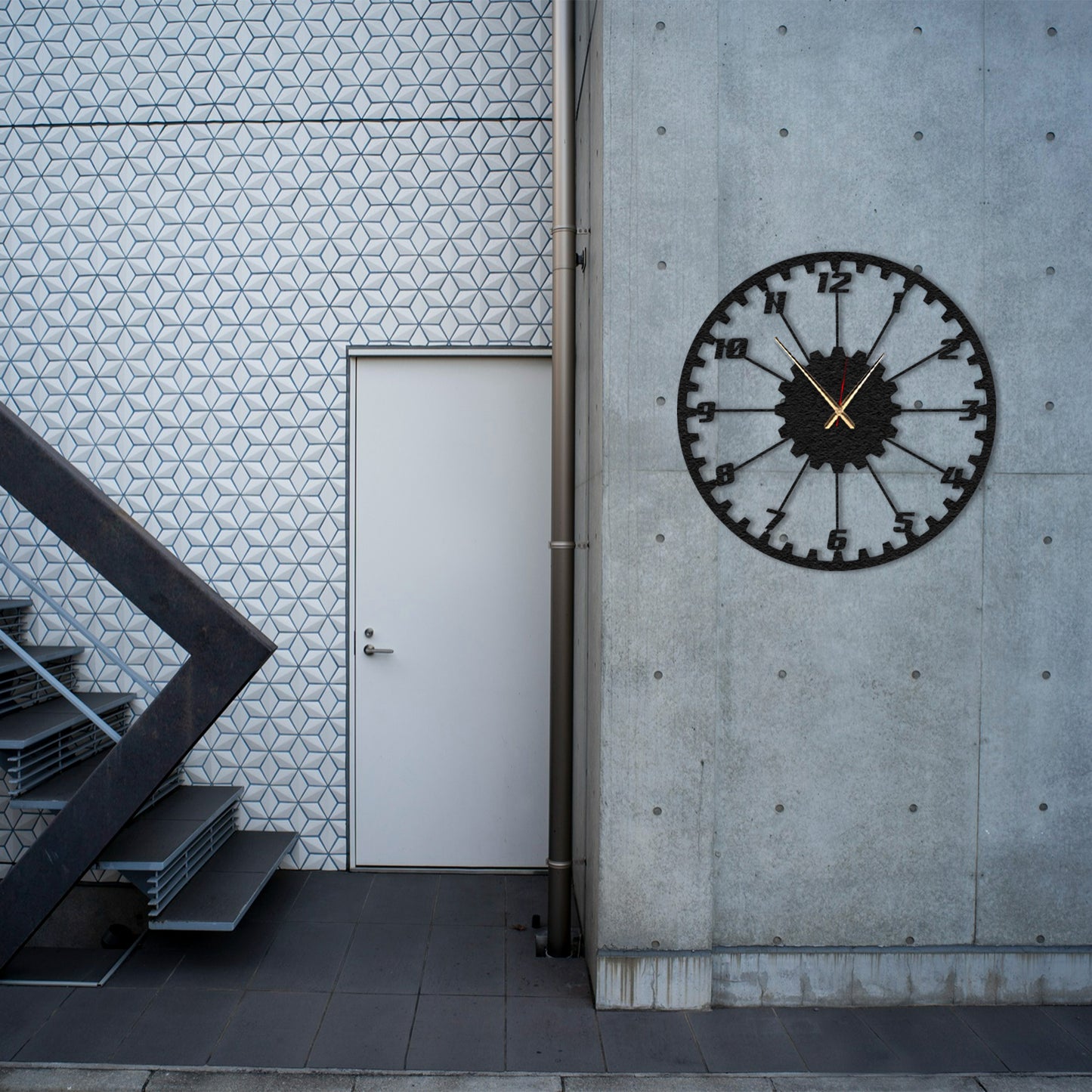 GearTime, Modern Wall Clock, Industrial Style Wall Clock, Minimalist Red Wall Clock 