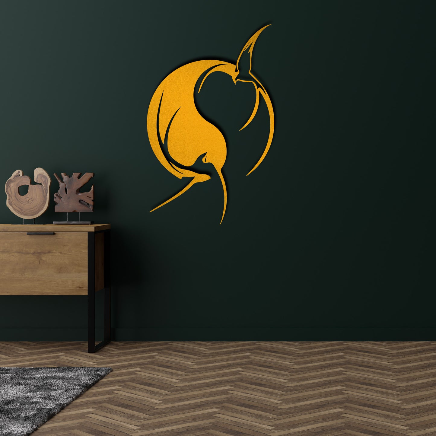 Modern Metal Wall Art: Aesthetic Swallow Bird Design in Black
