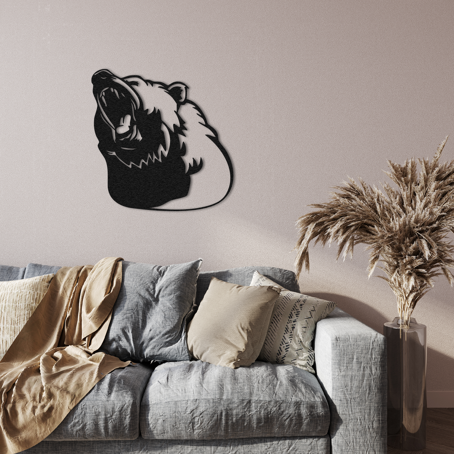 Roaring Bear Metal Wall Art – Rustic Cabin and Lodge Decor