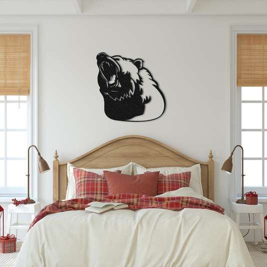 Roaring Bear Metal Wall Art – Rustic Cabin and Lodge Decor