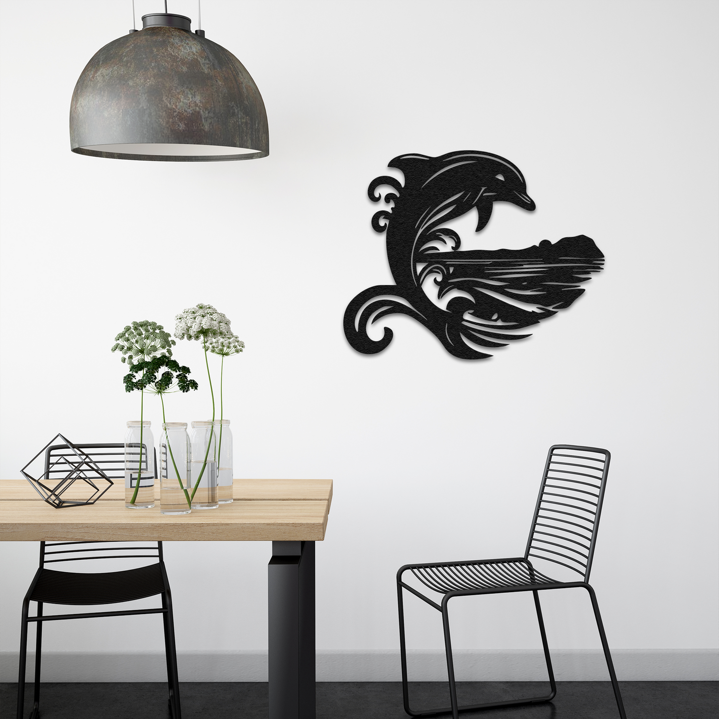 Dolphin Wave Metal Wall Art – Ocean Inspired Coastal Home Decor