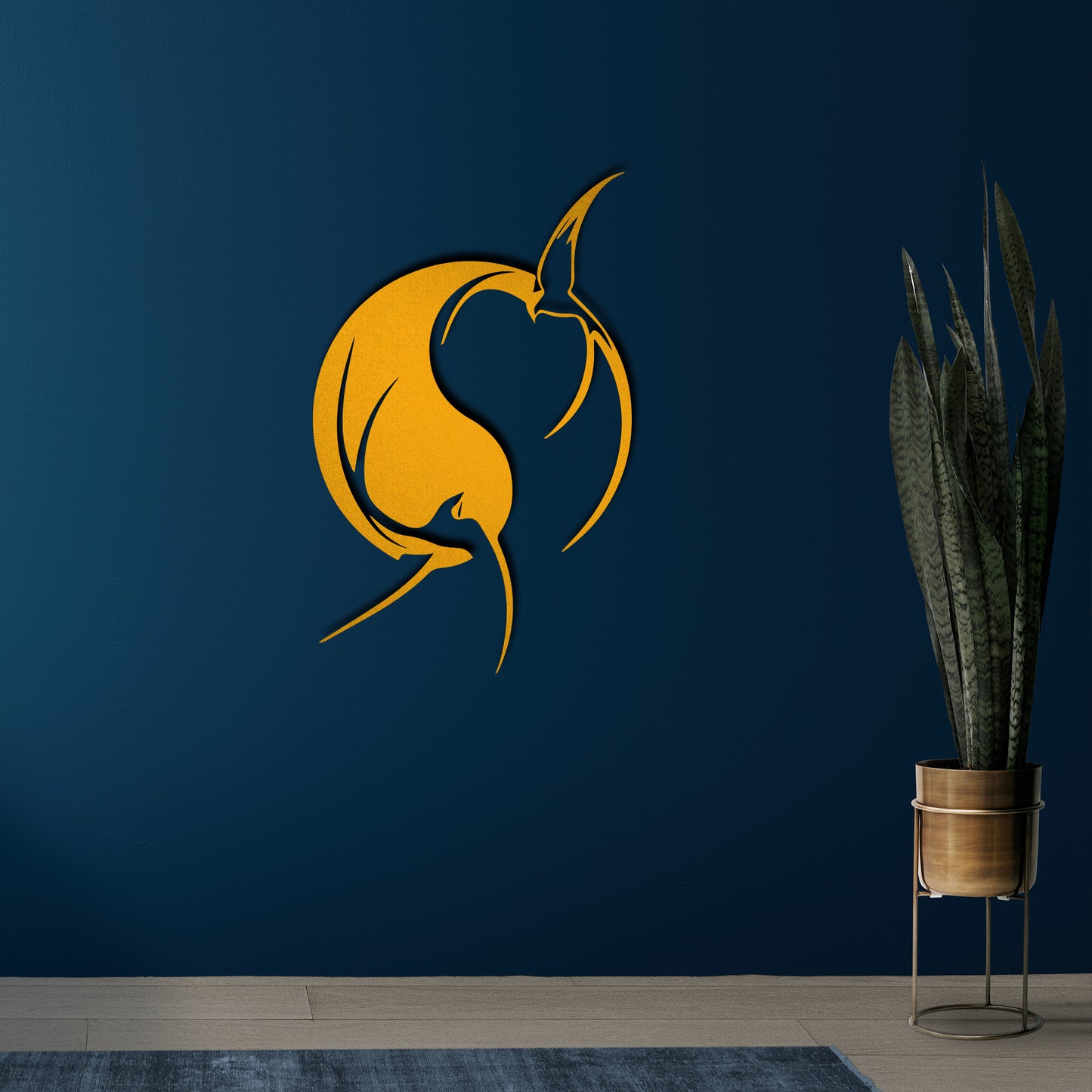 Modern Metal Wall Art: Aesthetic Swallow Bird Design in Black