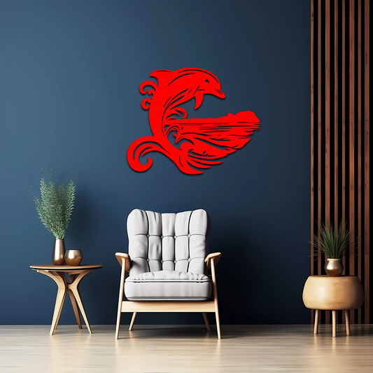 Dolphin Wave Metal Wall Art – Ocean Inspired Coastal Home Decor