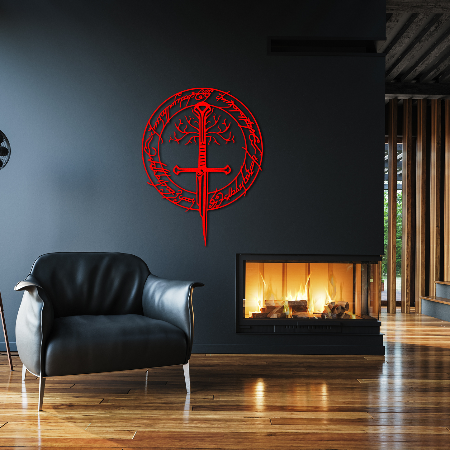 Handmade Sword and Tree Metal Wall Art – Unique Nerd Decor