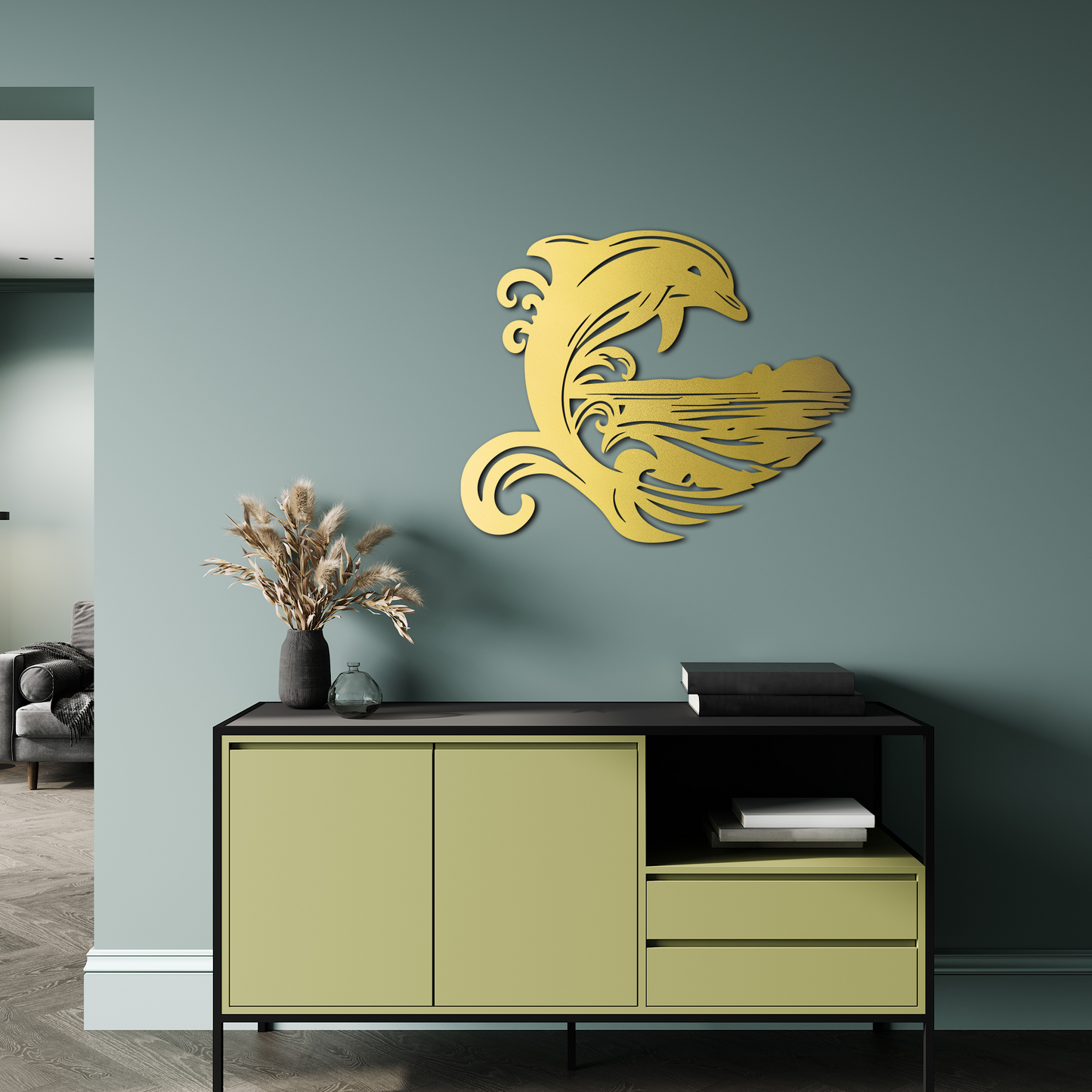 Dolphin Wave Metal Wall Art – Ocean Inspired Coastal Home Decor