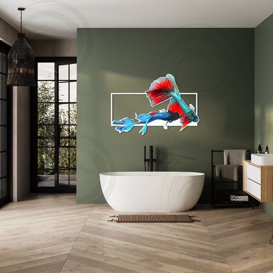 Modern Metal Fish Wall Art – AquaMuse Series | Handmade Artistic Home Decor