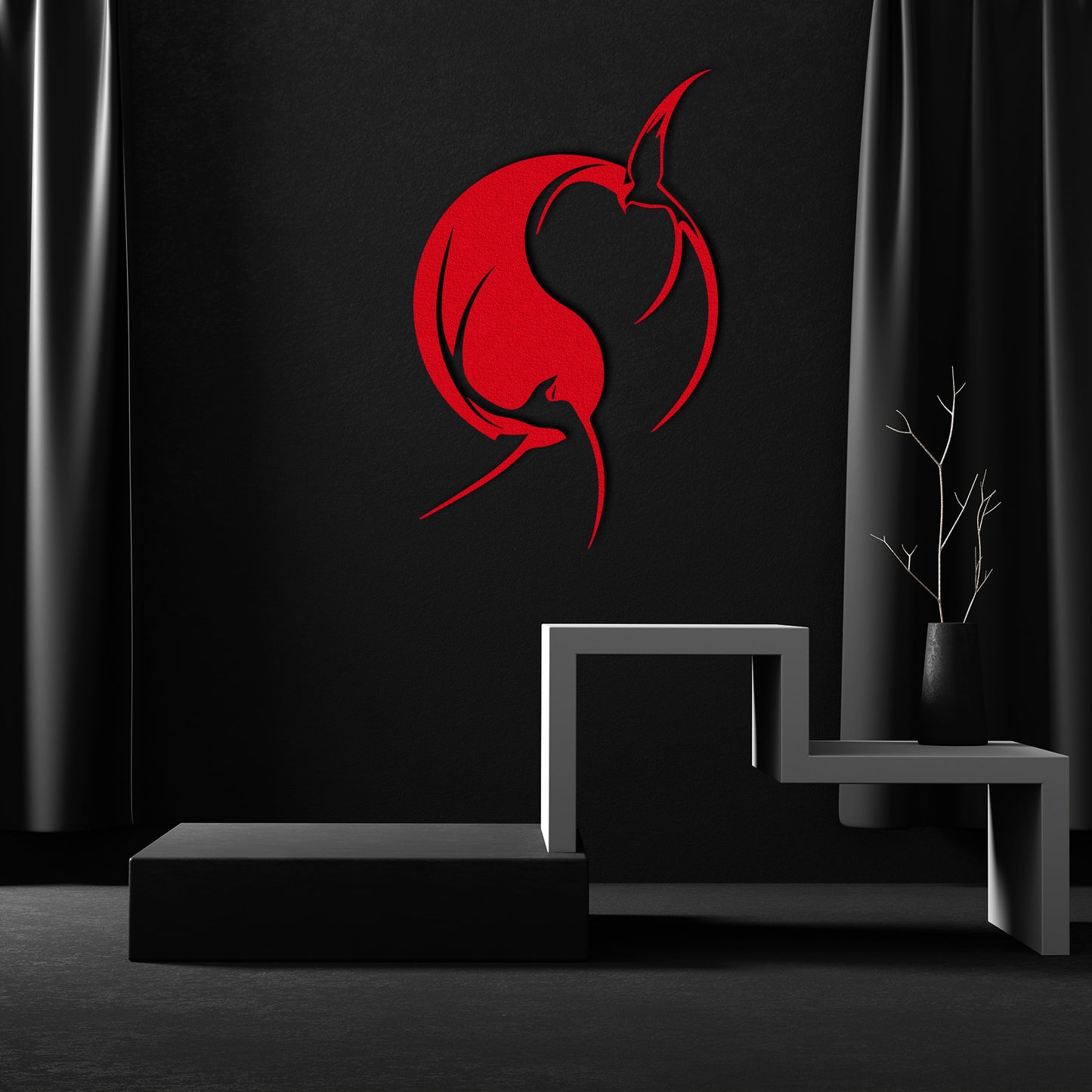 Modern Metal Wall Art: Aesthetic Swallow Bird Design in Black
