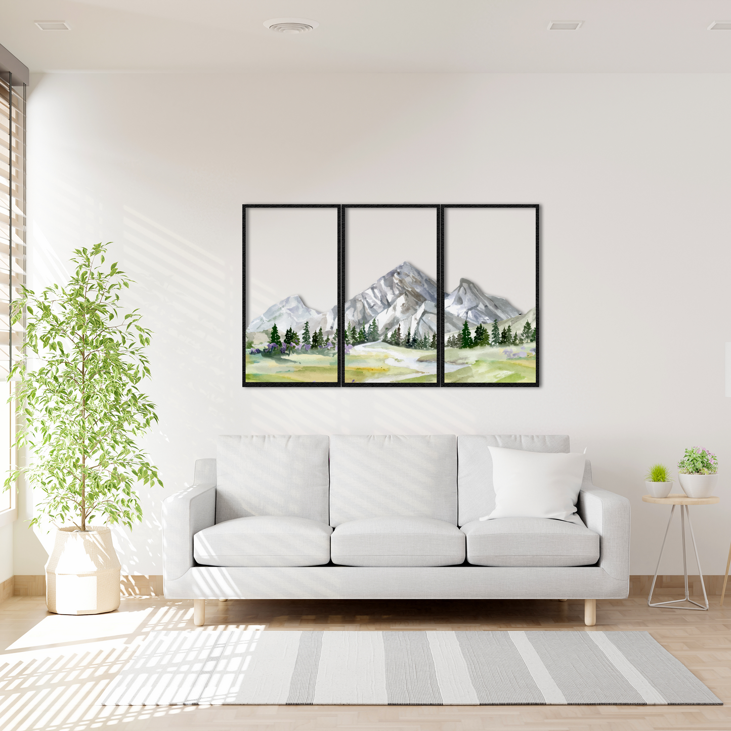 Triple Panel Mountain Wall Art – Nature Metal Landscape Decor