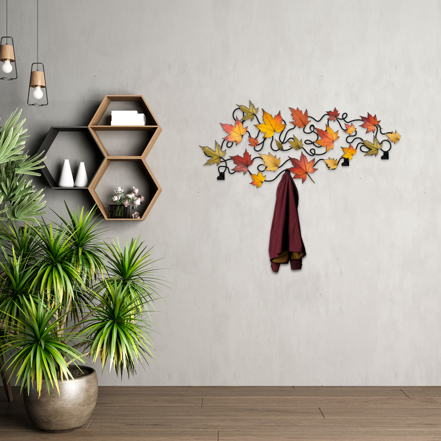 Maple Leaf Metal Coat Rack