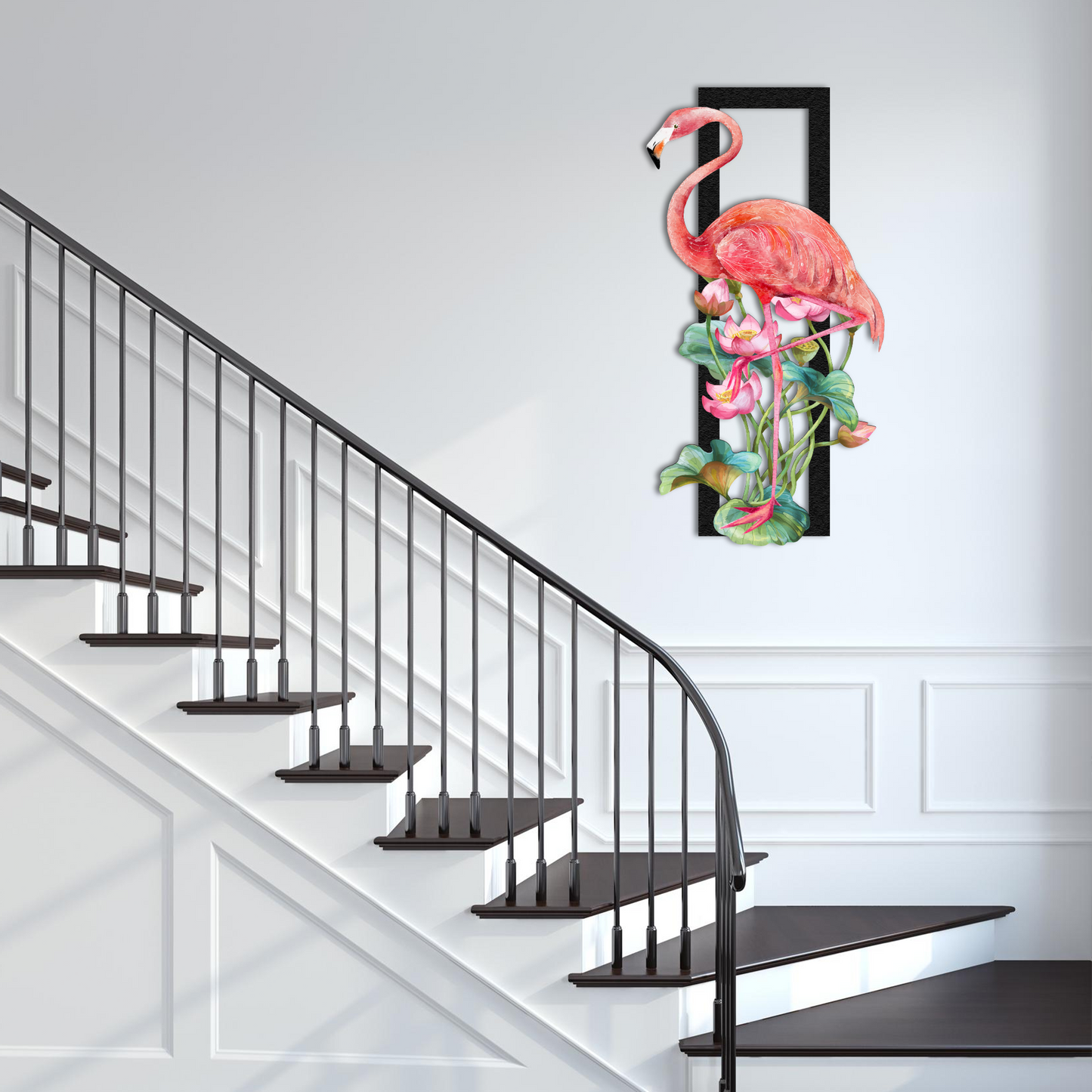 3D Metal Flamingo Wall Art – Tropical Flower Decor for Modern Interiors