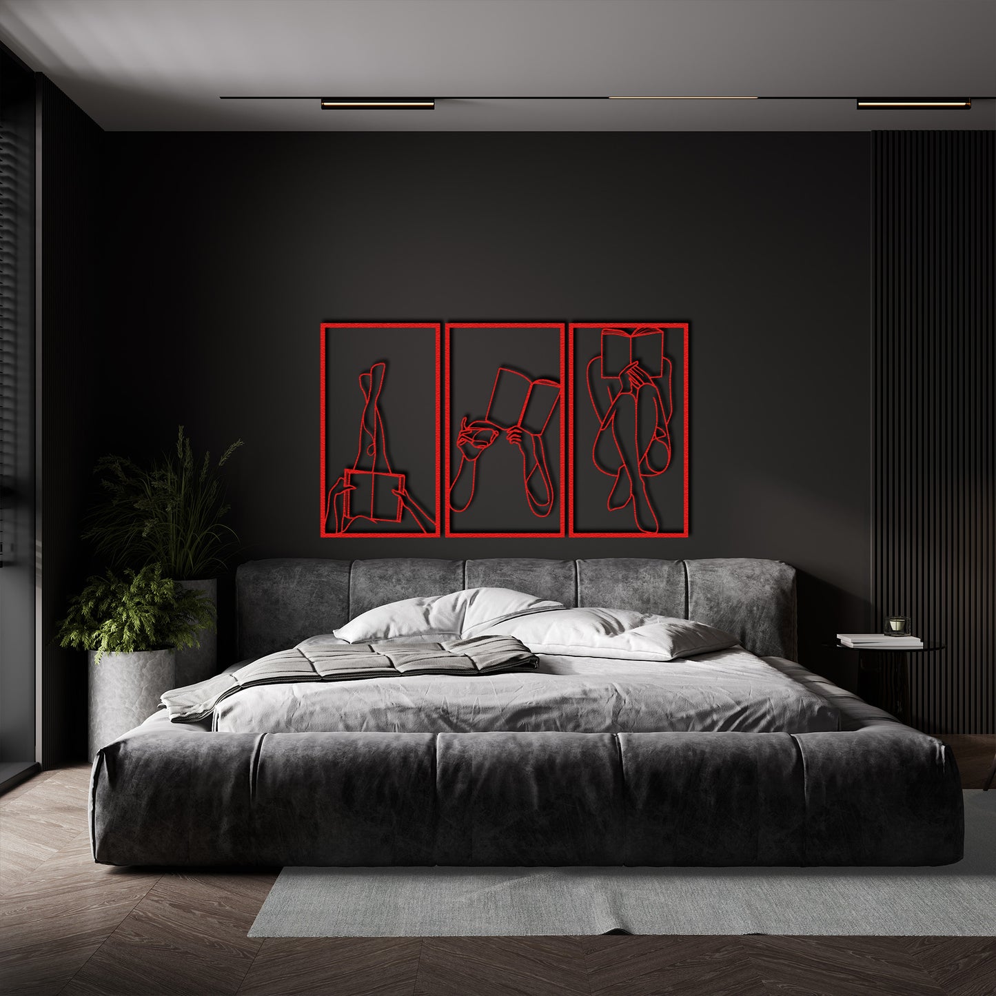 Set of 3 Bookish Metal One Line Art, Woman Reading Book, Minimal Artwork, Feminine Art, Aesthetic Room Decor, Book Lover Art,Above Bed Decor