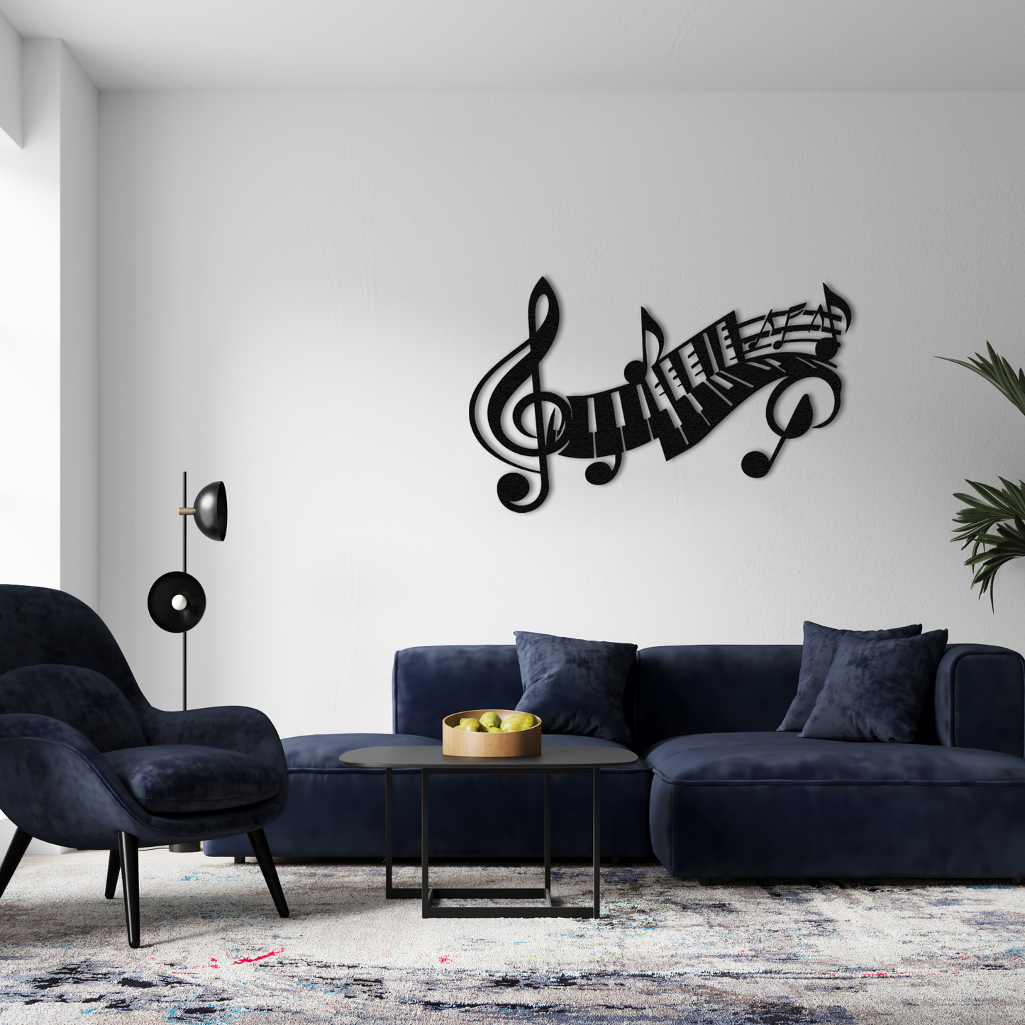 Music Note Metal Wall Art – Piano and Treble Clef Design Modern Living Room Wall Decor
