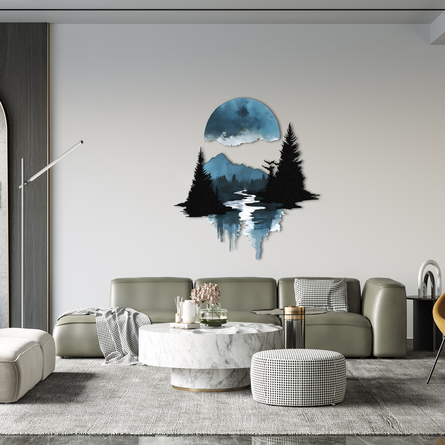 Mountain Forest Reflection Metal Wall Art