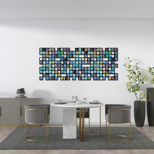 Colorful Geometric Wall Art – Large Modern Metal Wall Decor for Dining Room & Living Spaces