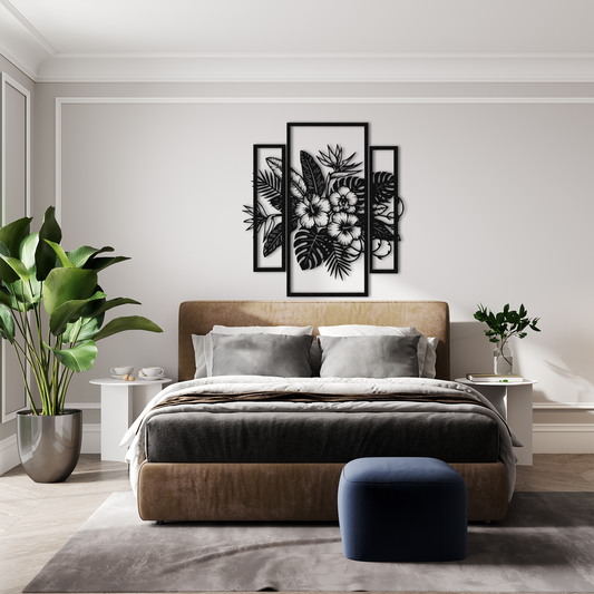 Botanical Metal Wall Decor with Floral Design