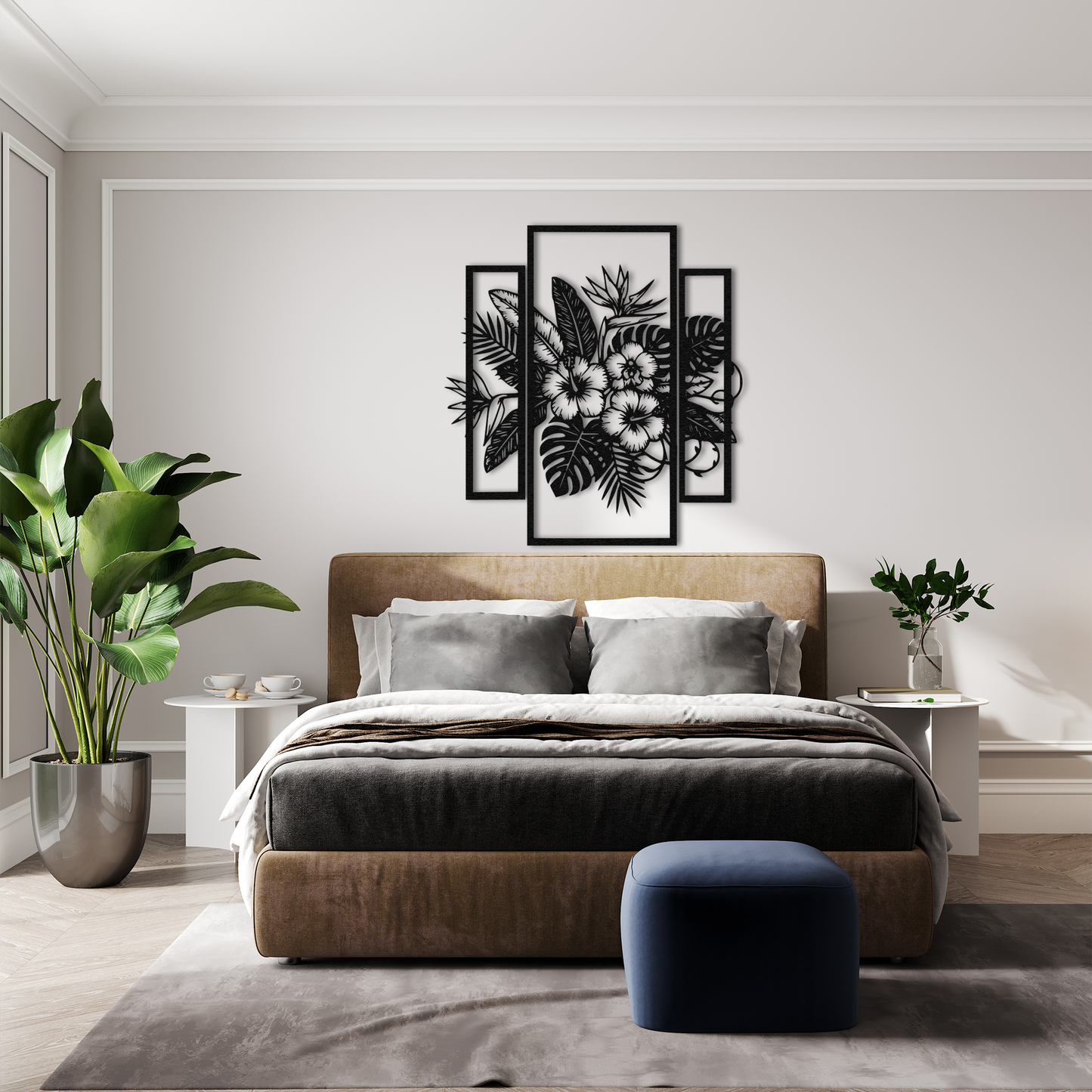 Botanical Metal Wall Decor with Floral Design