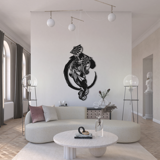 Japanese Geisha Metal Wall Decor