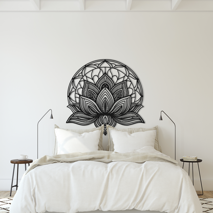 Lotus Flower Metal Wall Art - Mandala Boho Home Decor