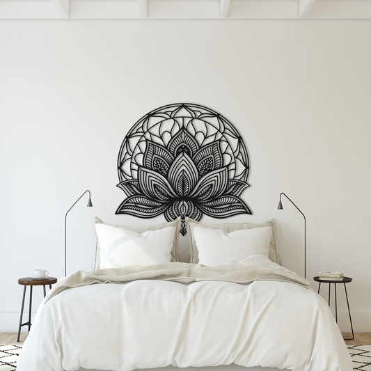 Lotus Flower Metal Wall Art - Mandala Boho Home Decor