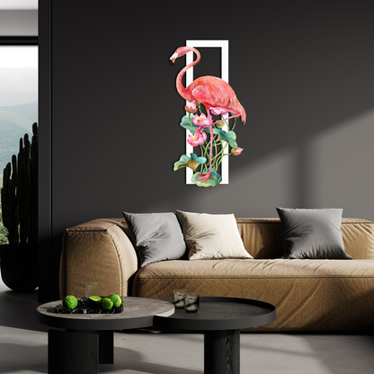 3D Metal Flamingo Wall Art – Tropical Flower Decor for Modern Interiors