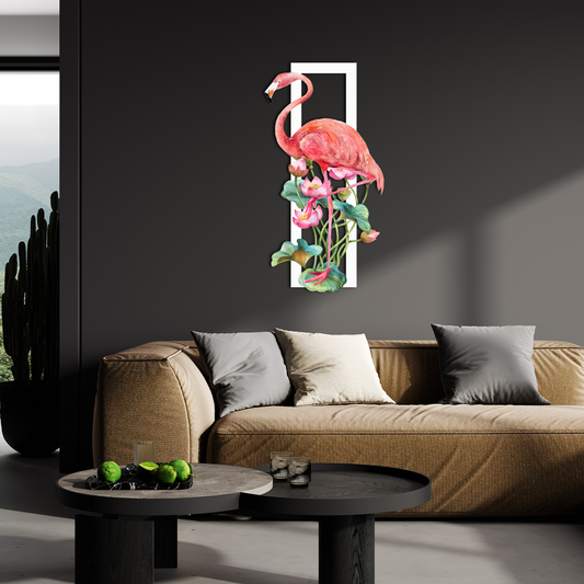 3D Metal Flamingo Wall Art – Tropical Flower Decor for Modern Interiors