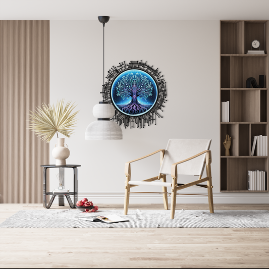 Digital Genesis – Futuristic Tree Metal Wall Art