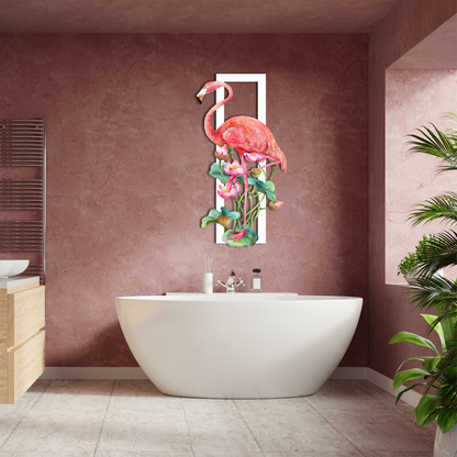 3D Metal Flamingo Wall Art – Tropical Flower Decor for Modern Interiors
